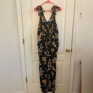 xhilaration black floral jumpsuit